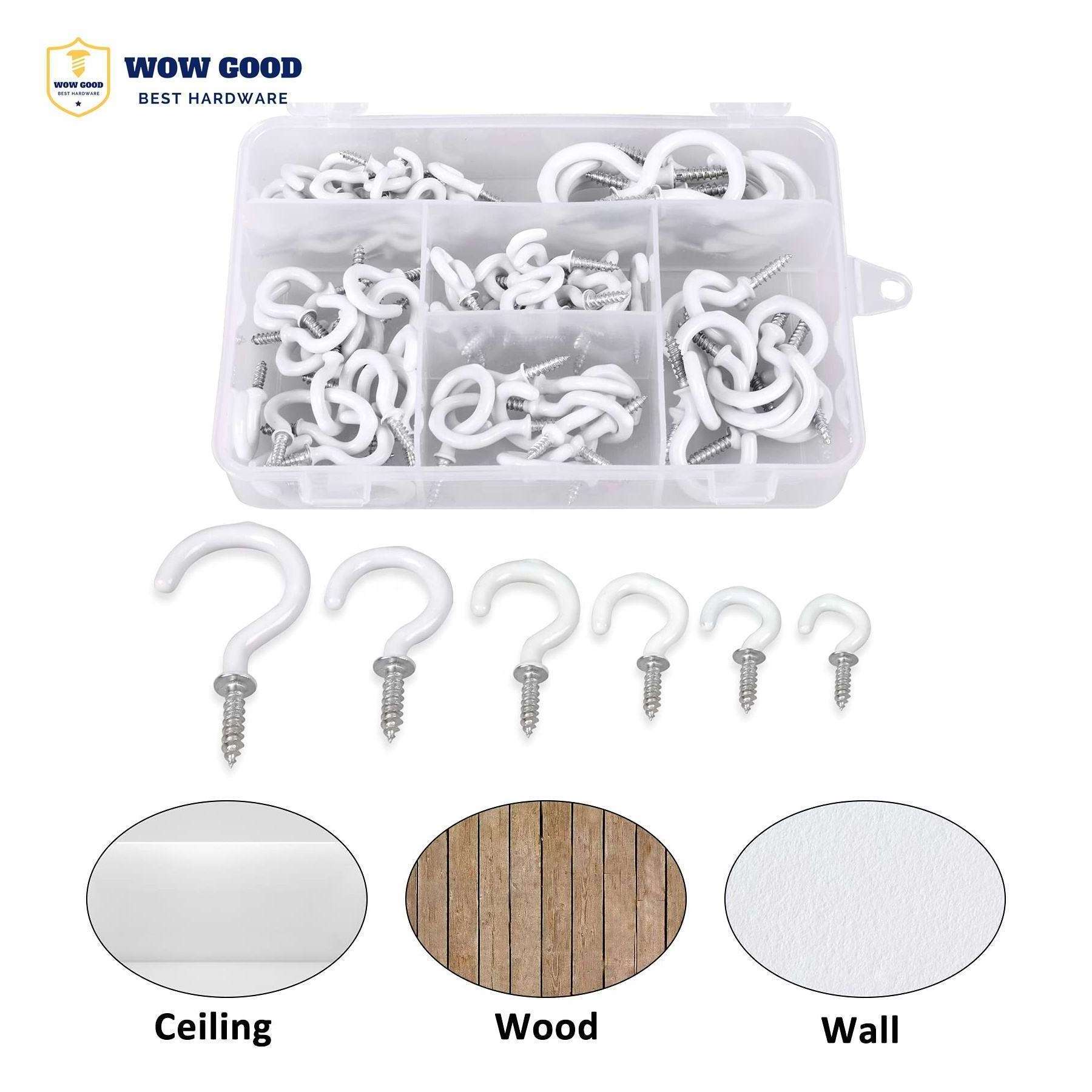 Anti-Rust Heavy Duty Self Tapping Vinyl Coated tree Plant Cup Mug Sheep Wood Eyelet Eye Ceiling hanger Screw wall Hook in hook