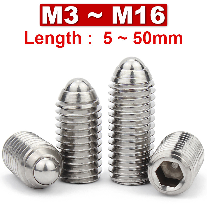 304 Stainless Steel Spring Hex Socket Plunger Inner Hexagonal Hexagon Ball Point Ball Head Set Screws With Spring Plunger