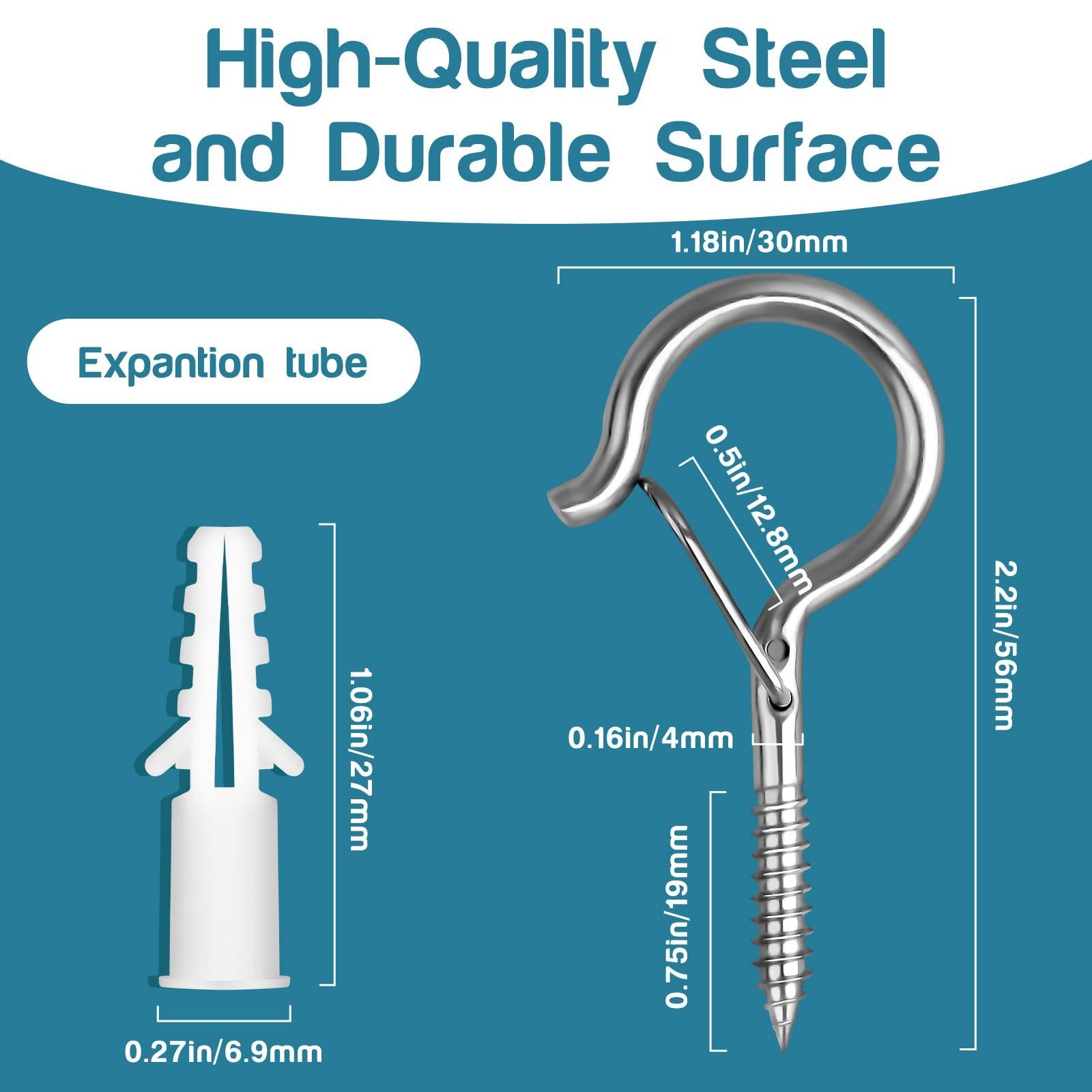 Stainless Steel Anti-Rust Heavy Duty Self Tapping Sheep Wood Eyelet Eye wood Hanging Hooks Screws Bolt Eye with Safety Buckle