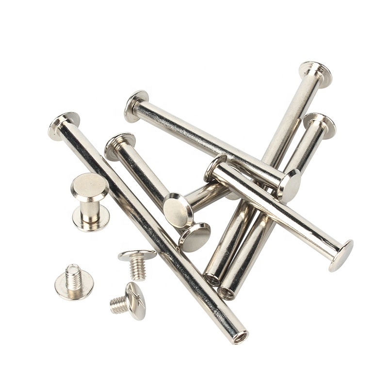 Stainless steel 2mm Male And Female Sex Binding Post Screw Account Book Brass chicago screw black for Leather