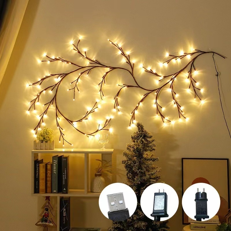 New LED rattan light tree light bedroom wall shape Christmas holiday decoration lights