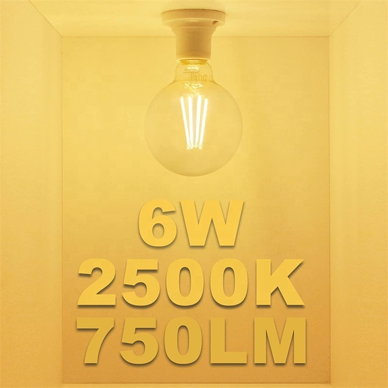 Vintage G95 Large Globe LED Filament Light Bulb 6W 750Lm E27 Edison Screw in ES Light Bulbs 60W Incandescent Lamp Equivalent