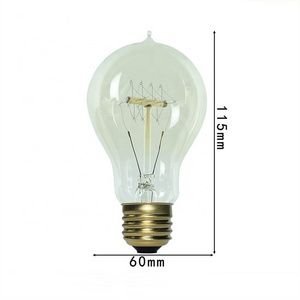 A19/A60 Edison Bulb Clear Amber Glass Shell 110V/220V E27/B22 Retro Tungsten Filament Incandescent Bulb 40W Nostalgic Decorative