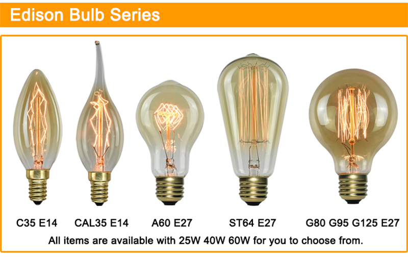 A19/A60 Edison Bulb Clear Amber Glass Shell 110V/220V E27/B22 Retro Tungsten Filament Incandescent Bulb 40W Nostalgic Decorative