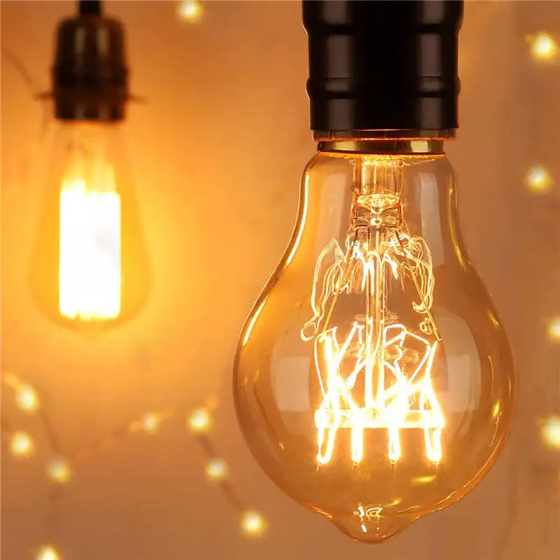 A19/A60 Edison Bulb Clear Amber Glass Shell 110V/220V E27/B22 Retro Tungsten Filament Incandescent Bulb 40W Nostalgic Decorative