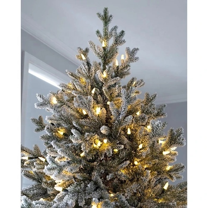 Snow Flocked Fraser Fir Christmas Tree with Chasing Warm LED Lights  7 ft   2.1 m