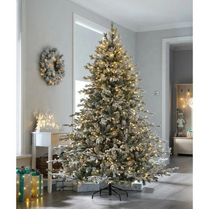 Snow Flocked Fraser Fir Christmas Tree with Chasing Warm LED Lights  7 ft   2.1 m