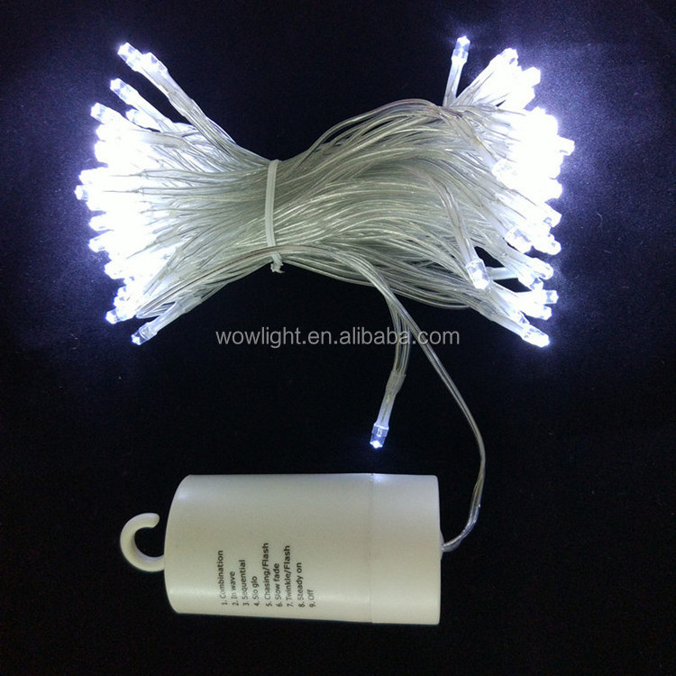 Remote & Timer battery operated, 33ft/10m 100 LEDs white garland string light