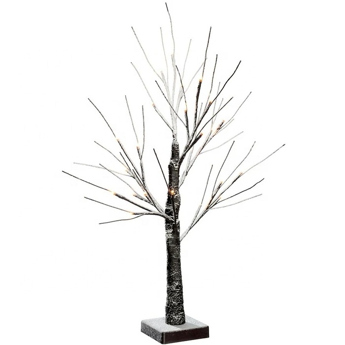 LED Twig Christmas Tree with Snow Effect Decoration- Brown/Warm White