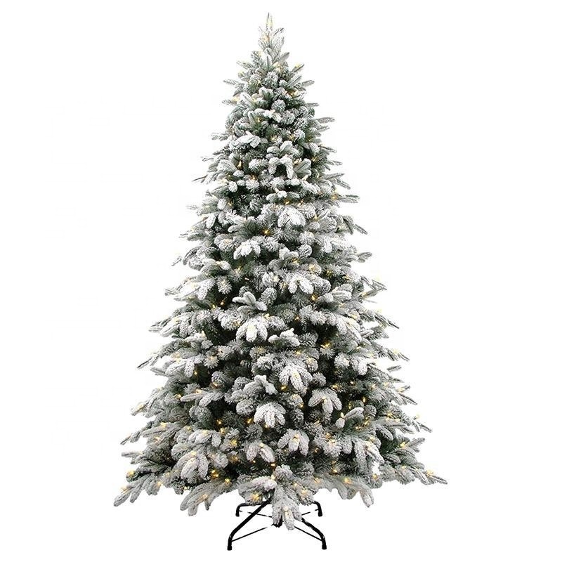 White Flocked Snow PE+PVC Mixed Christmas Tree Simulated Pine Tree  Decor  Holiday Indoor Outdoor 3ft to 7ft  Customized