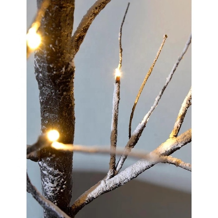 LED Twig Christmas Tree with Snow Effect Decoration- Brown/Warm White