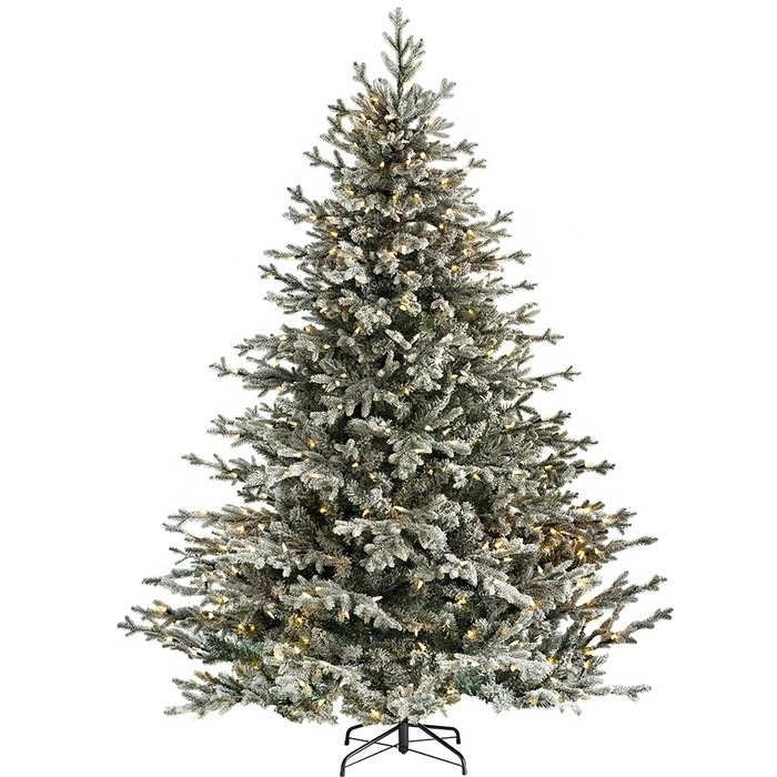 Snow Flocked Fraser Fir Christmas Tree with Chasing Warm LED Lights  7 ft   2.1 m