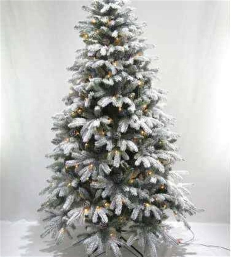 White Flocked Snow PE+PVC Mixed Christmas Tree Simulated Pine Tree  Decor  Holiday Indoor Outdoor 3ft to 7ft  Customized