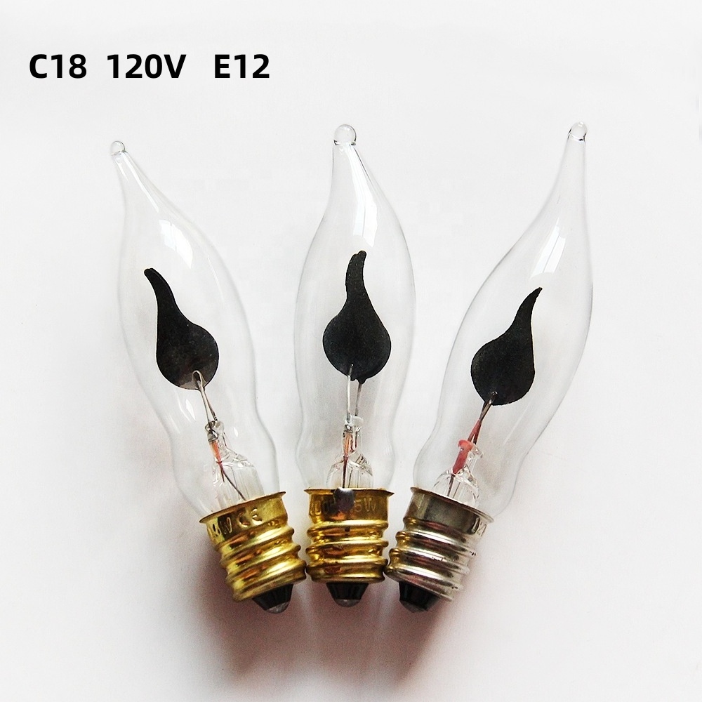 120V Tapered tapered E12 candle shaped Flame bulb C18 decorative pointed bulb