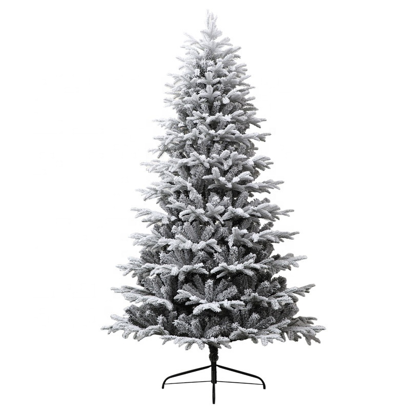 White Flocked Snow PE+PVC Mixed Christmas Tree Simulated Pine Tree  Decor  Holiday Indoor Outdoor 3ft to 7ft  Customized