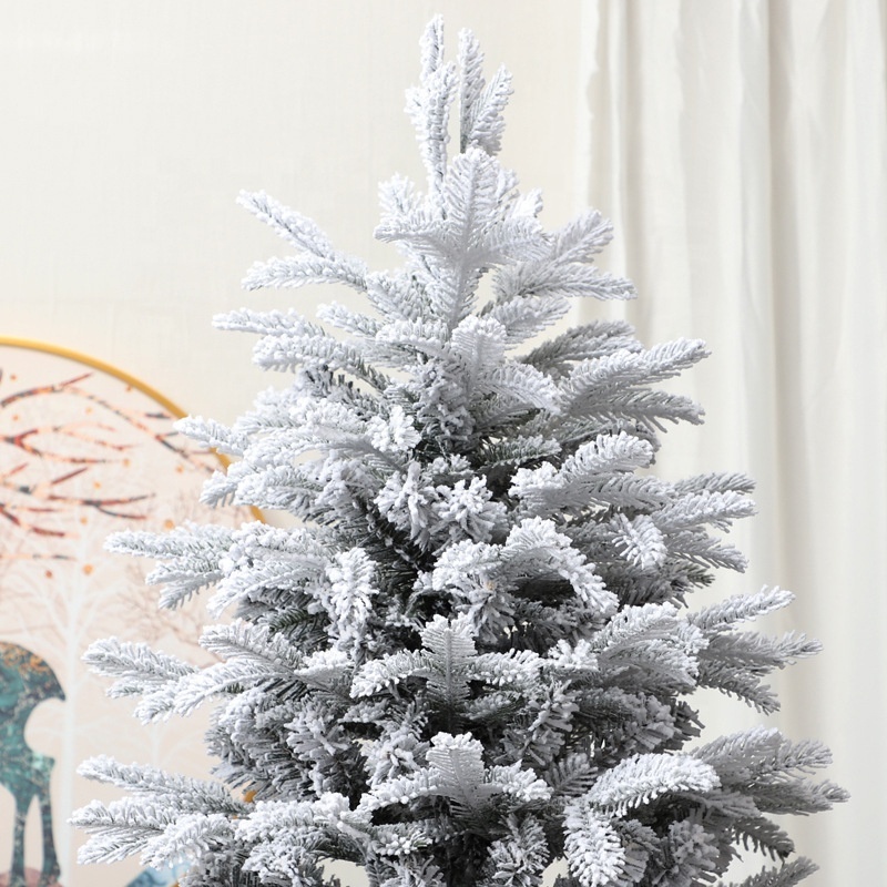 White Flocked Snow PE+PVC Mixed Christmas Tree Simulated Pine Tree  Decor  Holiday Indoor Outdoor 3ft to 7ft  Customized