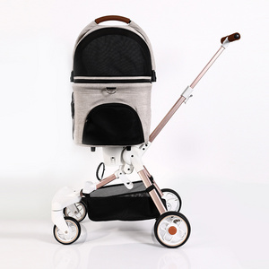 Pet stroller dog cat Teddy baby stroller out small pet cart lightweight folding bicycle detachable 4 Wheels Pet Carriers