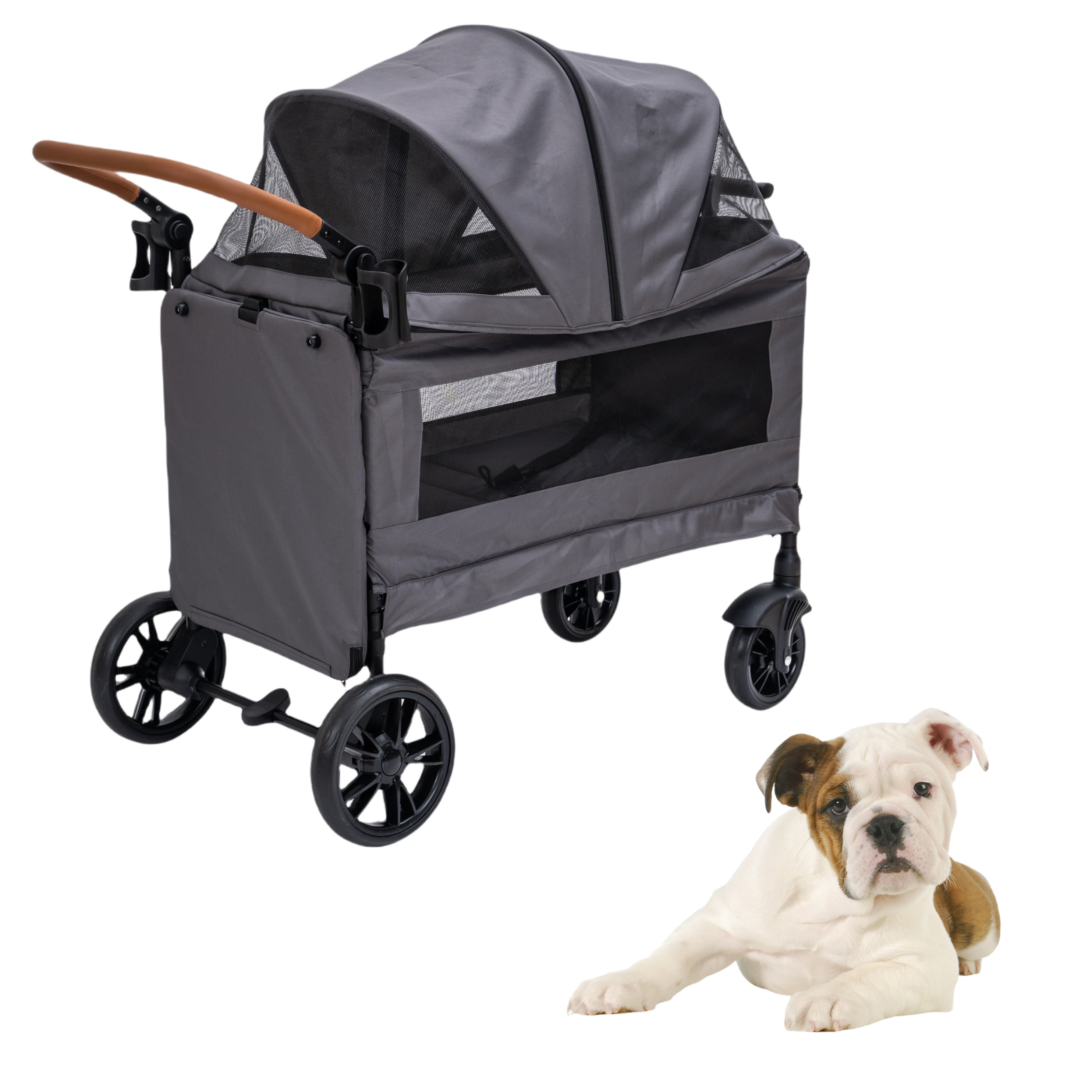 Manufacture Wholesale 4 Wheels Foldable Portable Large Capacity Travel Trailer Outdoor Jogging Travel Dog Pram Stroller