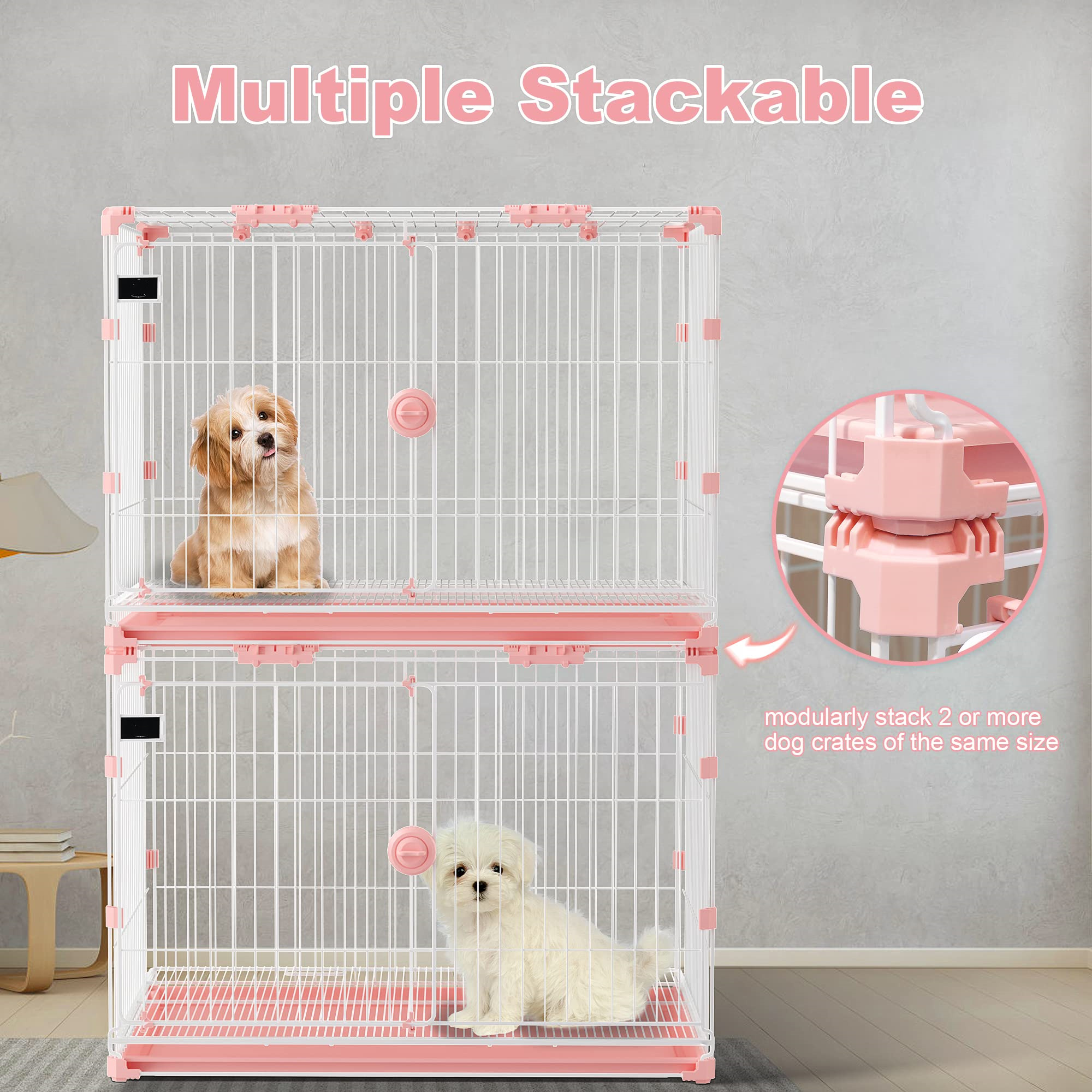 Hot Selling Portable Stainless Steel Heavy Duty Cage Playpen Dog Double Door Kennel Wholesale Black Metal Durable Pet Crate