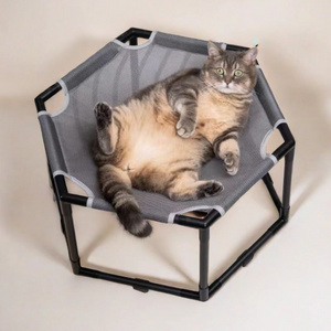 Indoor Handmade Elevated Trampoline Pet Furniture Detachable Easy Assembly Stable Structure Cat Hammock Stand