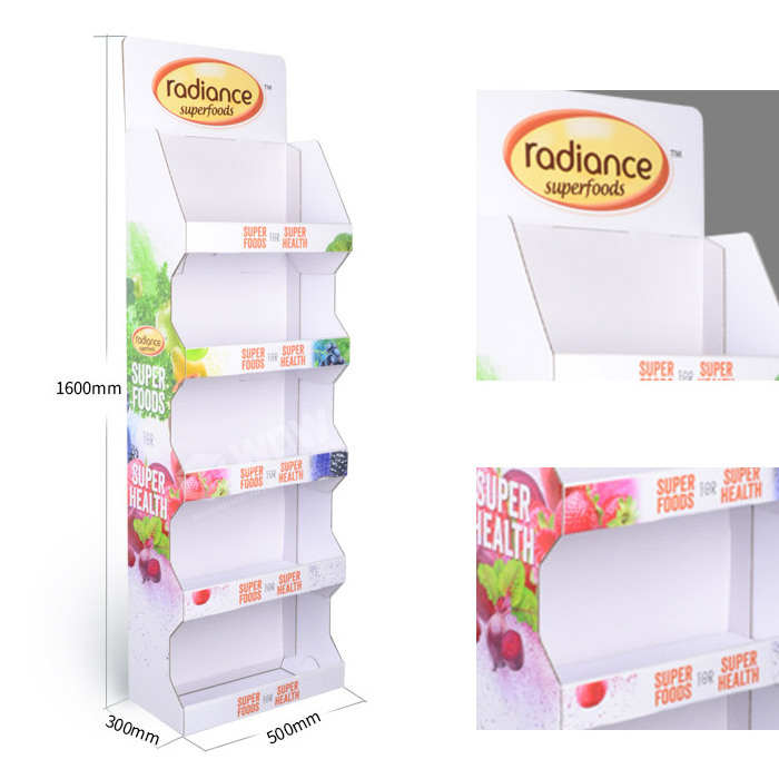 5 Tiers Free Standing Advertising POS Cardboard Candy Potato Chip Display Rack