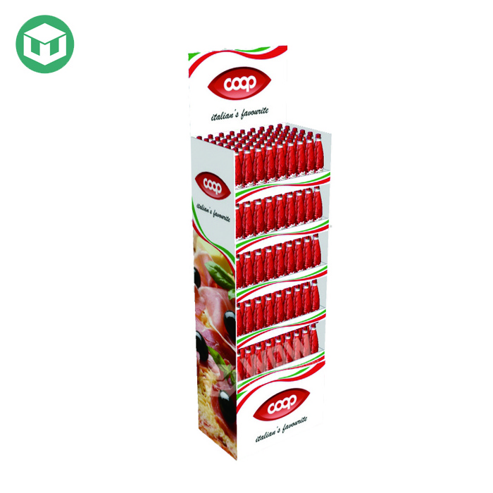 Customized New Design Promotion Corrugated Drink Floor Display Wine Bottle Display Rack for Retail