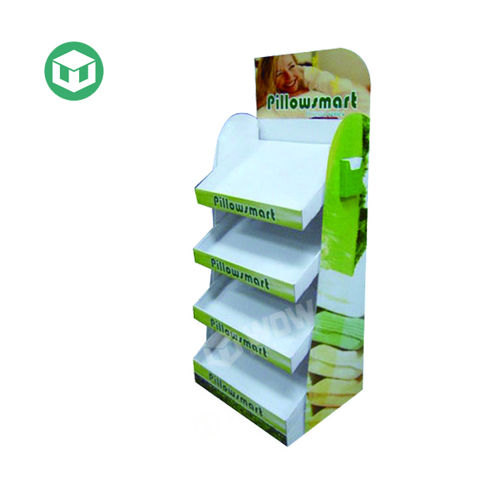 Customized Promotion Corrugated Floor Display Stand Pillow Display Shelves for Retail Stores