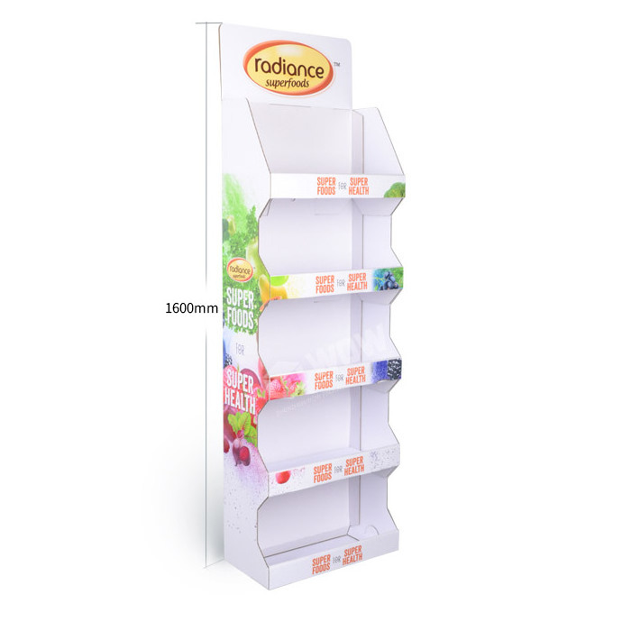 5 Tiers Free Standing Advertising POS Cardboard Candy Potato Chip Display Rack