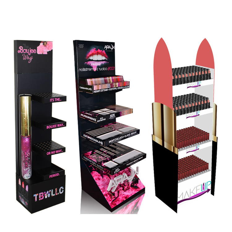 Flooring POP Cardboard Eyelash Extension Display Stand, Make Up Display Stand