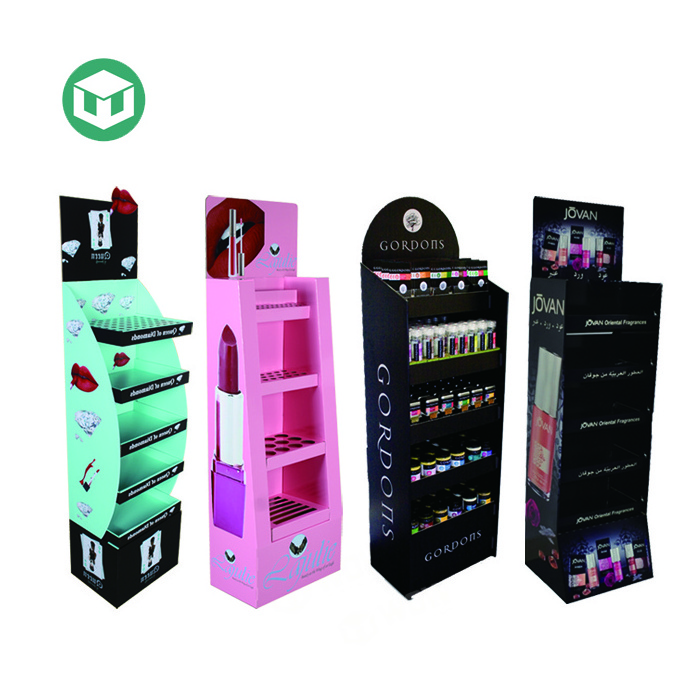 Shopping Mall Makeup Display Shelf / Cosmetic Display Racks/ Paper Floor Display Stand for Makeup Cardboard Display Stand