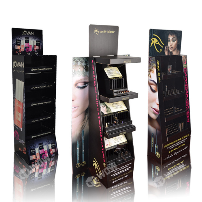 Shopping Mall Makeup Display Shelf / Cosmetic Display Racks/ Paper Floor Display Stand for Makeup Cardboard Display Stand