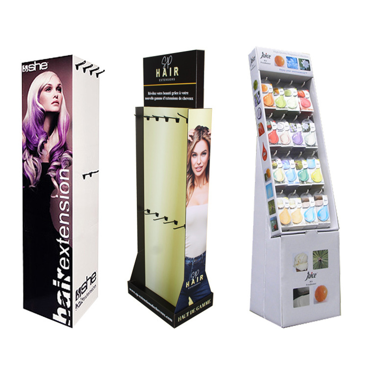 Custom Design Free Standing POP Cardboard Peg Hook Rotating Display Stand Paper Board Display Rack with Hooks