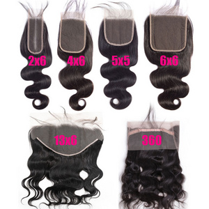 Wholesale 100% Human Hair Tangle Free Natural Remy Indian Human Hair Extensions For Black Women, Human Hair Swiss Lace Closure