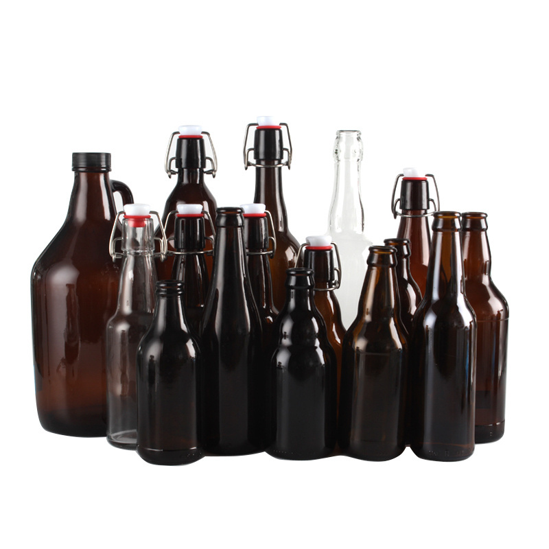 Wholesale 1Liter 1000ml swing top cheap empty amber glass beer bottle