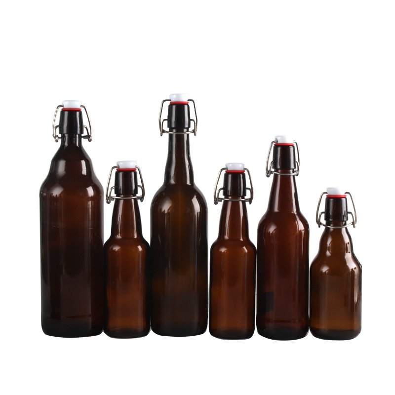 Wholesale 1Liter 1000ml swing top cheap empty amber glass beer bottle