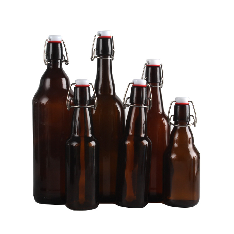 Wholesale 1Liter 1000ml swing top cheap empty amber glass beer bottle