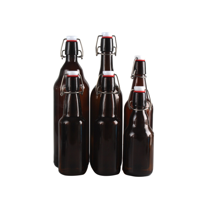 Wholesale 1Liter 1000ml swing top cheap empty amber glass beer bottle