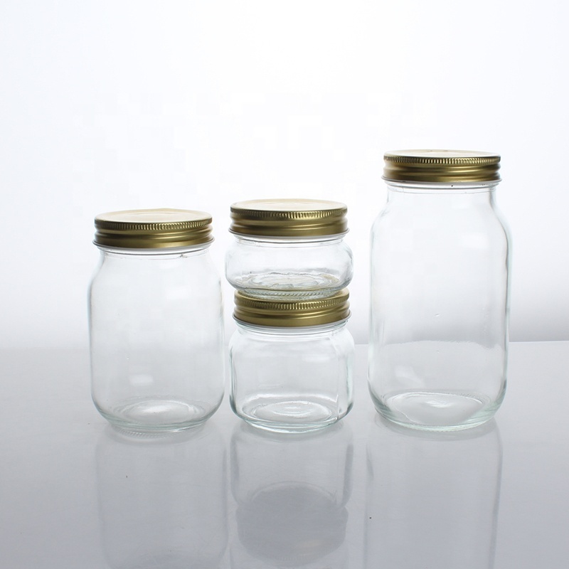 wholesale 150ml/250ml glass mason jar for food honey jar candy with gold metal lid