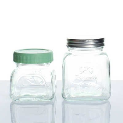 wholesale honey pot glass food jar 250ml 500ml 750 unique Canning Jars with metal lid