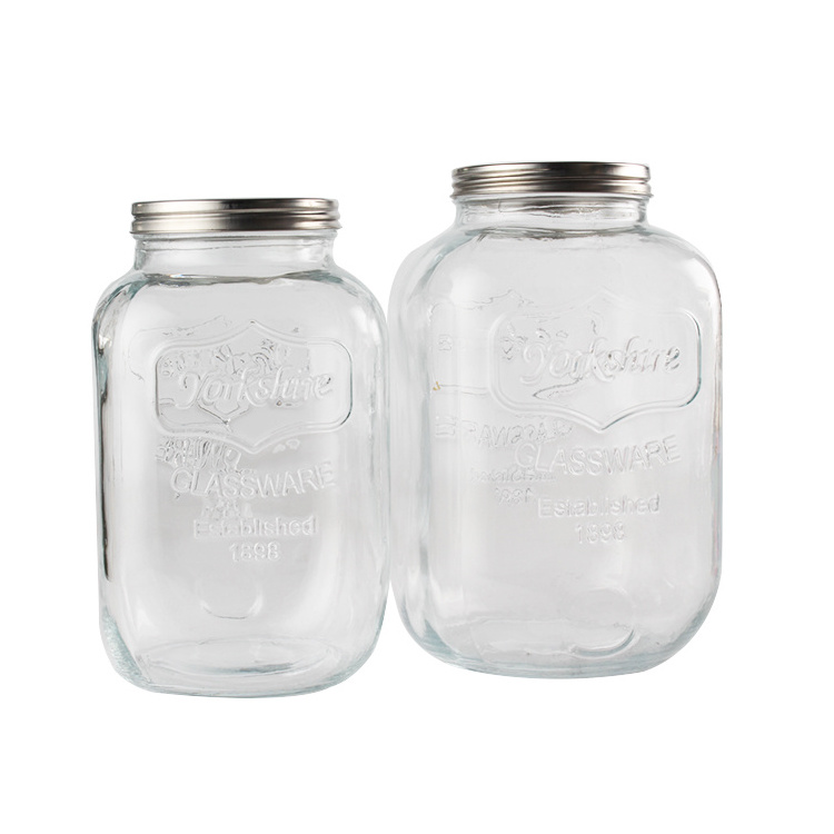 Mason Jars with Screw Top Lid Storage Jar Large Capacity Clear Wide Mouth Glass 1/2/3/4 Gallon Kitchen Storage Bottles & Jars