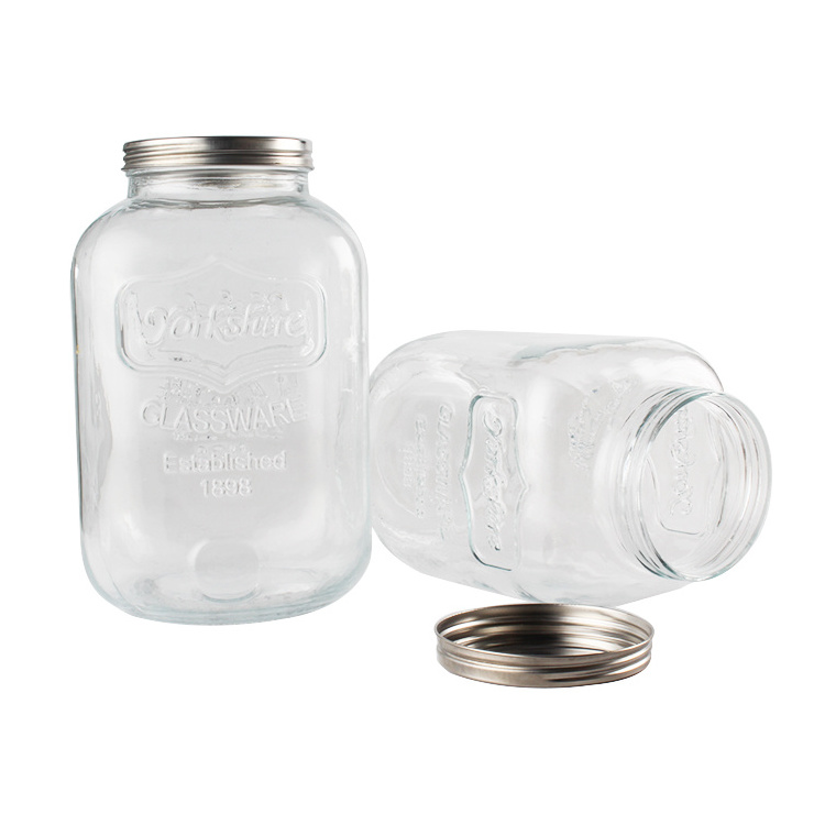 Mason Jars with Screw Top Lid Storage Jar Large Capacity Clear Wide Mouth Glass 1/2/3/4 Gallon Kitchen Storage Bottles & Jars