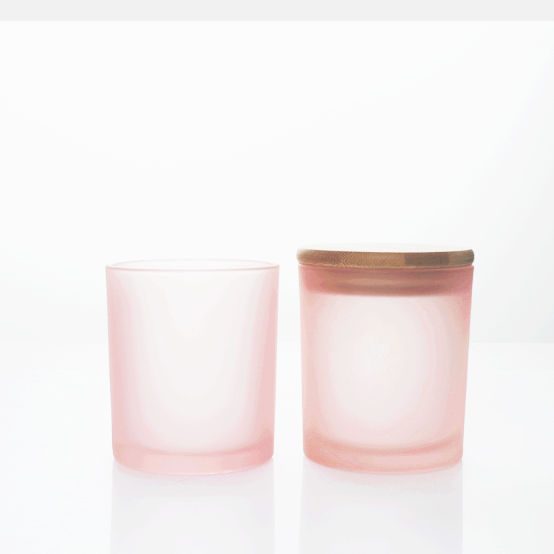 Wholesale 10oz Frosted Red  Clear Sublimation Blanks Tealight Glass Candle Jar With Bamboo Lid