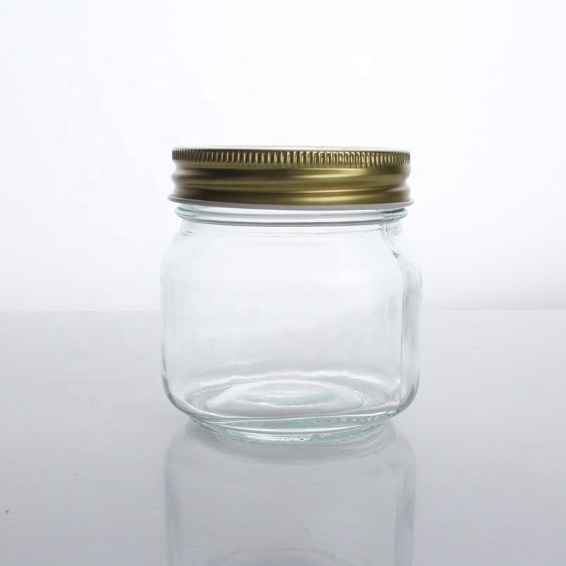 wholesale 150ml/250ml glass mason jar for food honey jar candy with gold metal lid