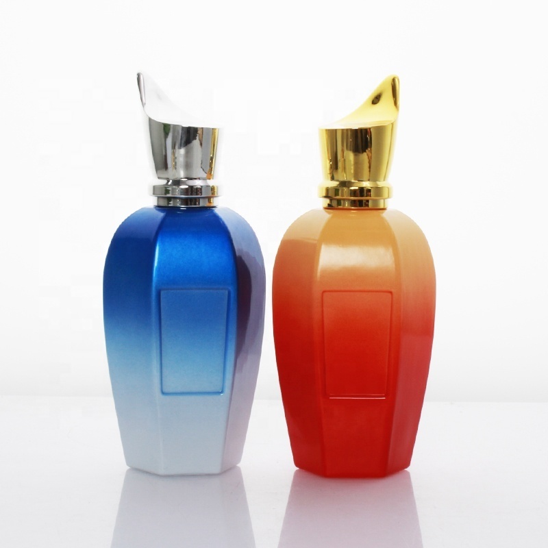 In stock 50ml crimp spray colorful flocking velvet glass perfume bottles 50ml 100ml with gift box