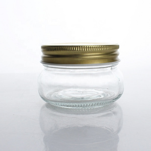 wholesale 150ml/250ml glass mason jar for food honey jar candy with gold metal lid