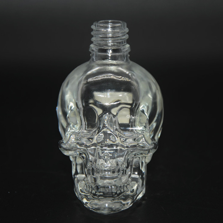 Skull shape fragrance bottle 50ml perfume glass bottle spray