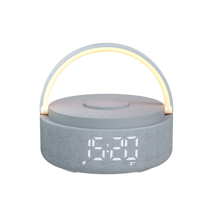 2024 Newest High-quality multi-function Bluetooth wireless speaker wireless fast charging alarm clock FM night light portable