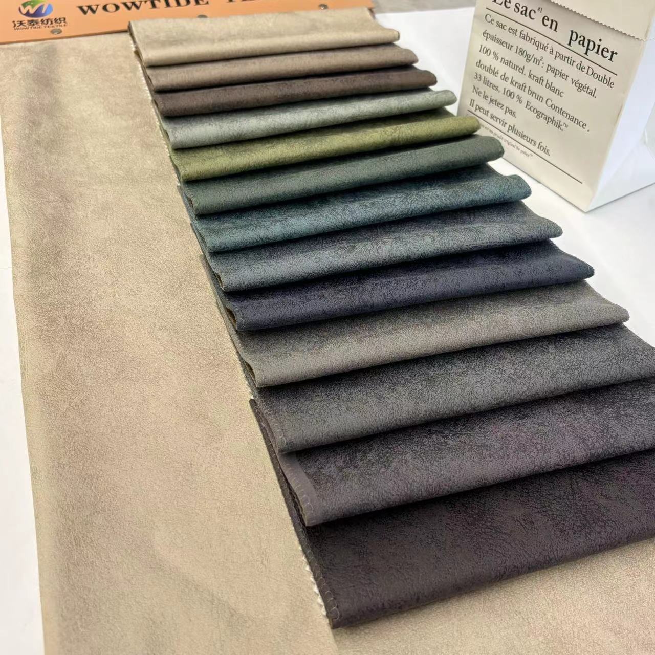 Waterproof Fake Leather Fabric 100%Polyester Bronzed Velvet Faux Leather  Synthetic Leather Upholstery Fabric For Furniture