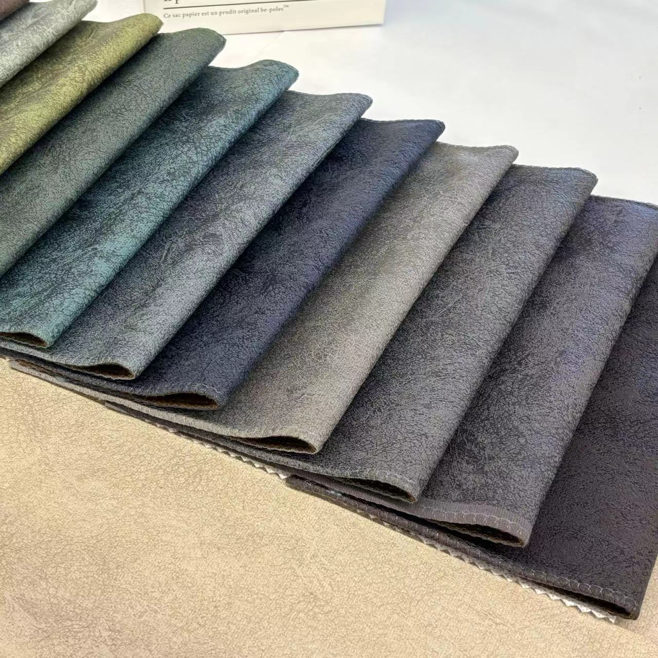 Waterproof Fake Leather Fabric 100%Polyester Bronzed Velvet Faux Leather  Synthetic Leather Upholstery Fabric For Furniture