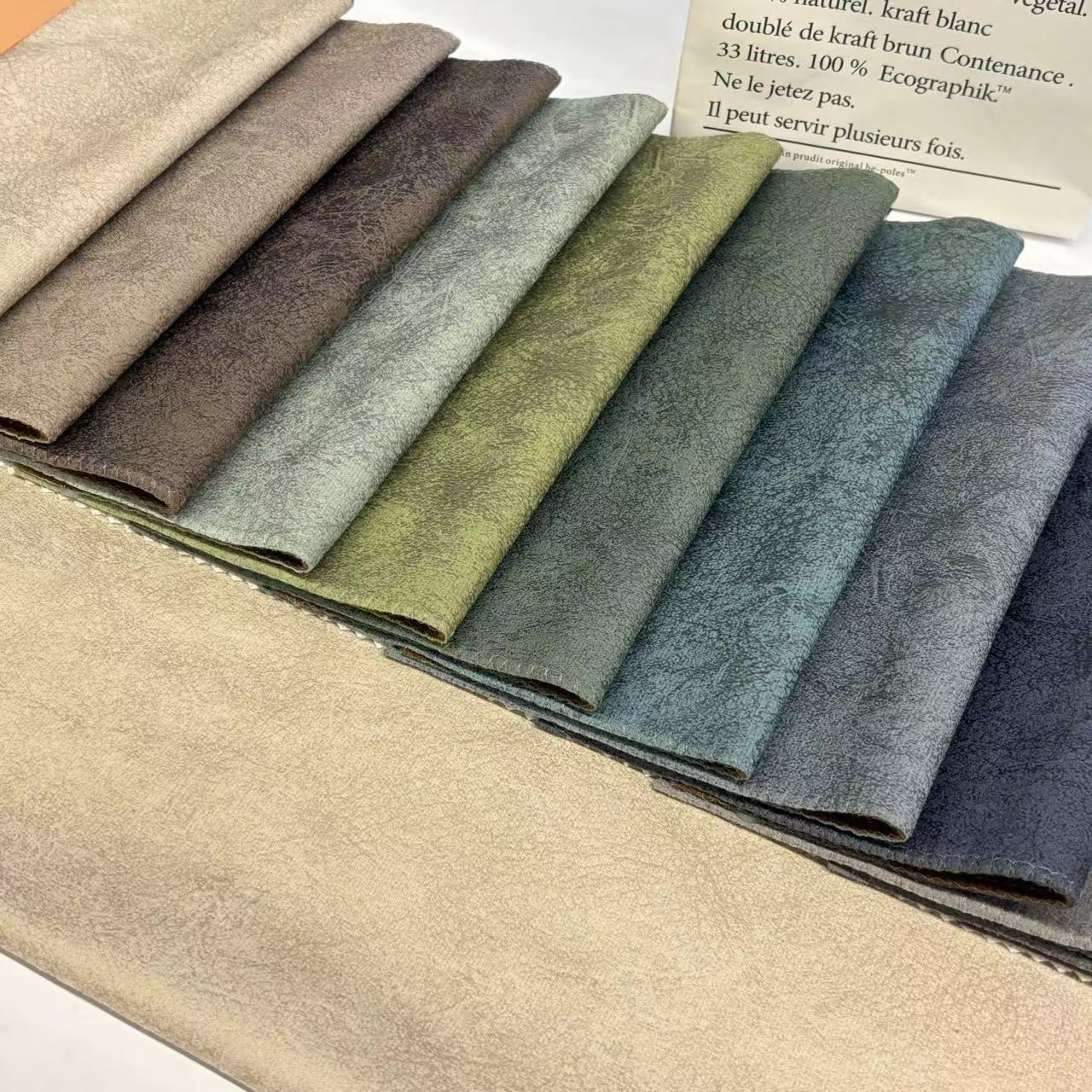 Waterproof Fake Leather Fabric 100%Polyester Bronzed Velvet Faux Leather  Synthetic Leather Upholstery Fabric For Furniture